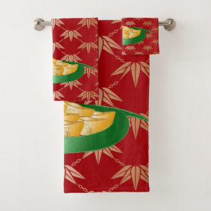 Chinese New Year of the Snake 2025 Fortune Money Bath Towel Set