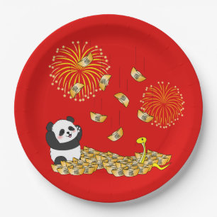 Chinese New Year of the Snake 2025 Panda Paper Plate