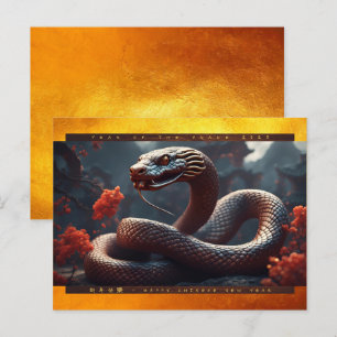Chinese New Year of the Snake 2025 Wood HPc Holiday Postcard