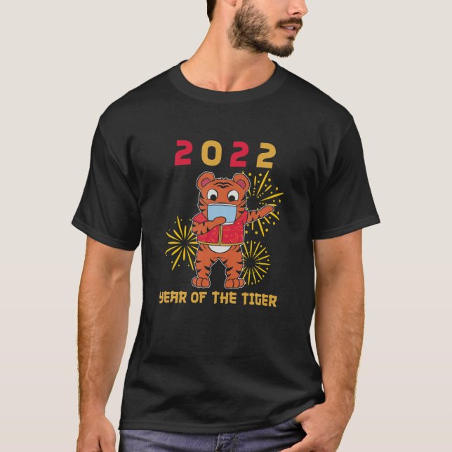 Chinese New Year Of The Tiger 2022 Cute Tiger Cart T-Shirt (Front)