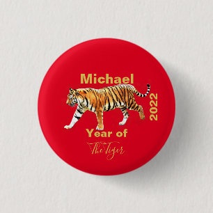 Chinese New Year of the Tiger 2022 Red  3 Cm Round Badge