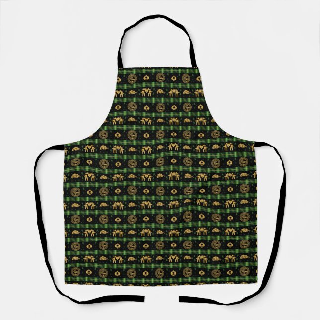 Chinese New Year of the Tiger Green Pattern Apron (Front)