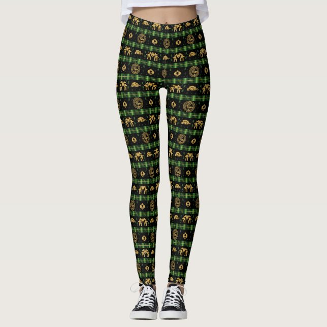 Chinese New Year of the Tiger Green Pattern Leggings (Front)