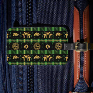 Chinese New Year of the Tiger Green Pattern Luggage Tag