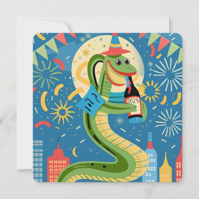 Chinese New Year Of The Wood Snake 2025 Holiday Card (Front)