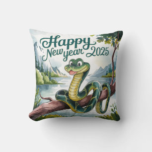 Chinese New Year Of The Wood Snake Happy New 2025  Cushion