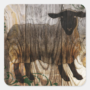 chinese new year of the wooden sheep 2015 square sticker