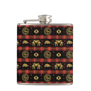 Chinese New Year of Tiger Red Check Pattern Hip Flask