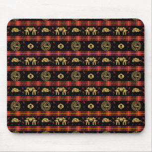 Chinese New Year of Tiger Red Check Pattern Mouse Pad