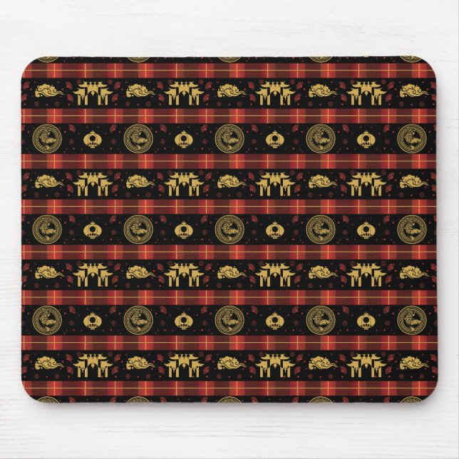 Chinese New Year of Tiger Red Check Pattern Mouse Pad (Front)