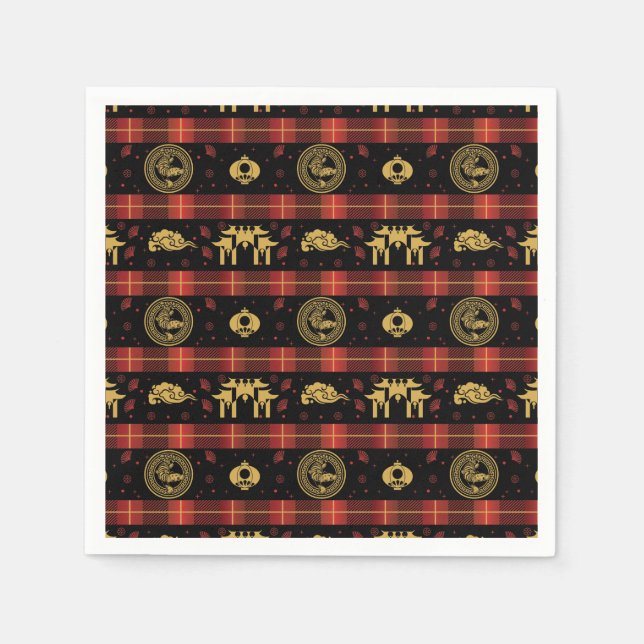 Chinese New Year of Tiger Red Check Pattern Napkin (Front)