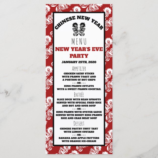 Chinese New Year Oriental Dragon Menu (Front)
