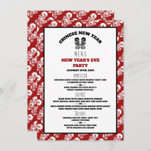 Chinese New Year Oriental Dragon Menu Invitation