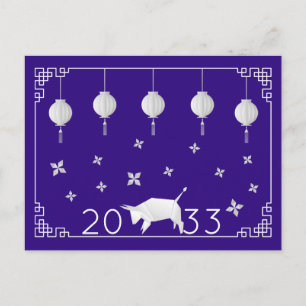Chinese New Year Origami Ox Postcard