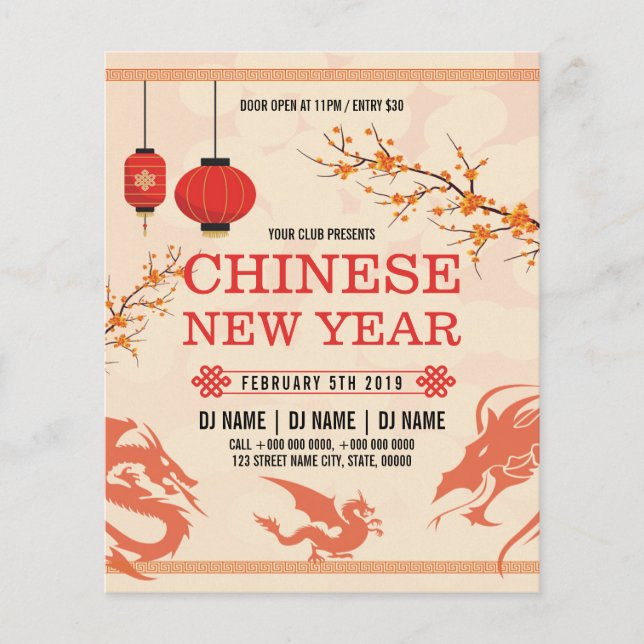 Chinese New Year Party Invitation Flyer (Front)
