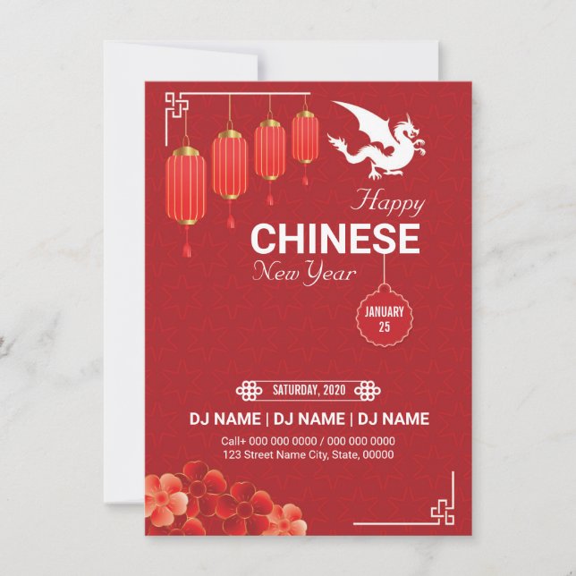Chinese New Year Party Invitation Flyer (Front)