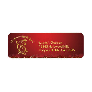 Chinese New Year - Prosperity Rabbit Return Address Label