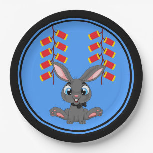 Chinese New Year Rabbit & Chinese Firecrackers Paper Plate