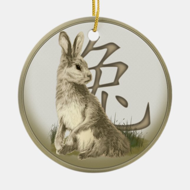 Chinese New Year Rabbit Personalised Ornament (Front)