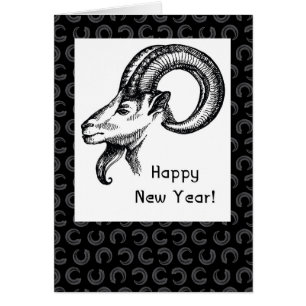 Chinese New Year, Ram, Sheep, Black and White