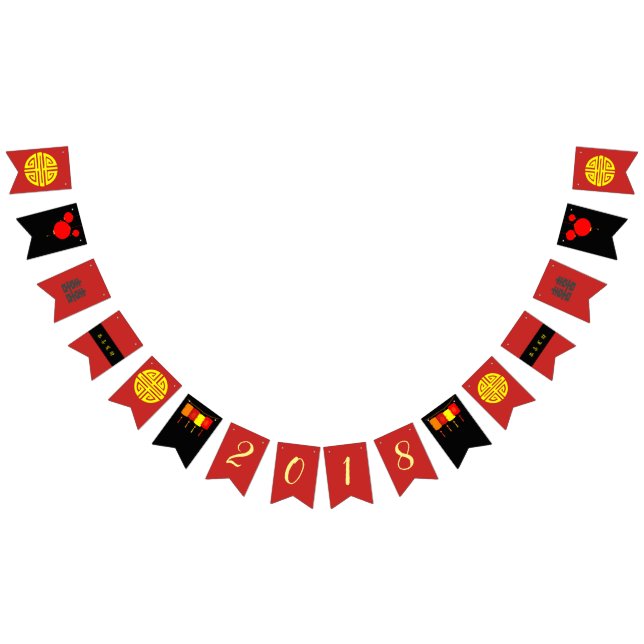 Chinese New Year Red Black and Gold Banner Bunting (All)