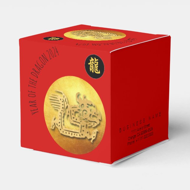 Chinese New Year Red Golden Dragon 2024 CFB Favour Box (Back Side)
