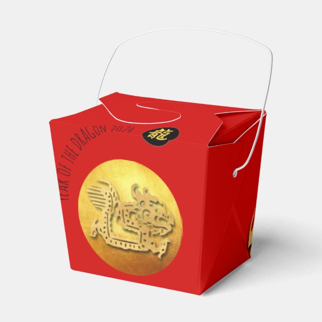 Chinese New Year Red Golden Dragon 2024 TOFB Favour Box (Front Side)