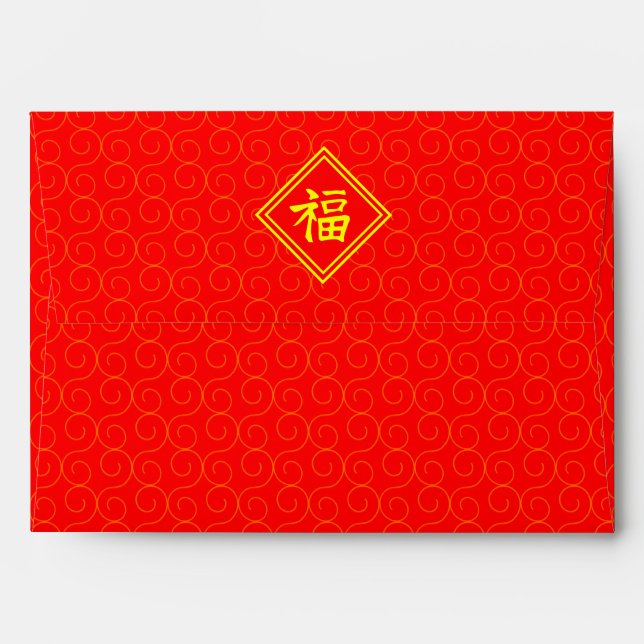 Chinese New Year - Red Lucky Fu Symbol Envelopes (Back (Top Flap))