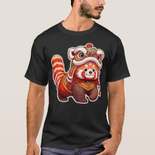 Chinese New Year Red Panda Lion Dance Lunar New Ye T-Shirt