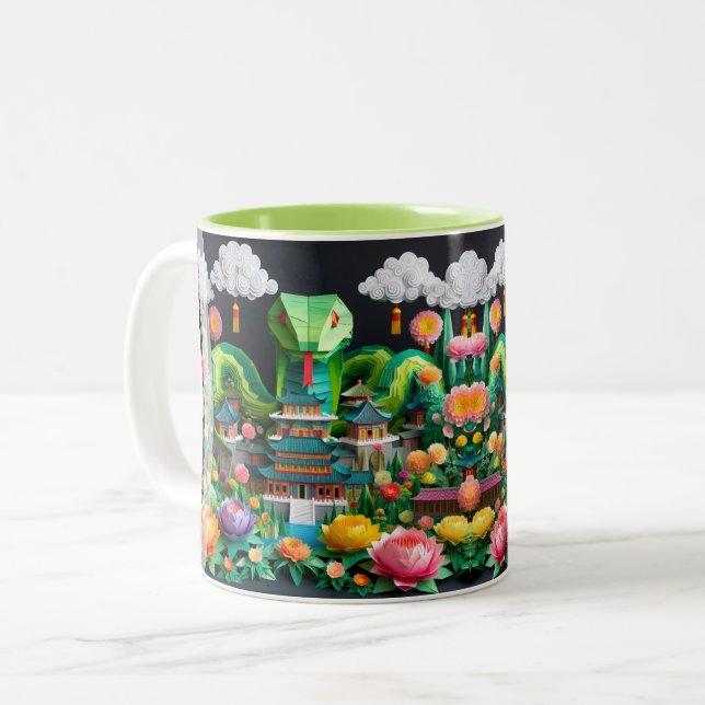Chinese New Year Snake 2025 Origami 2TM8 Two-Tone Coffee Mug (Front Left)