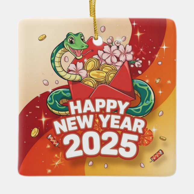 Chinese New year Snake  Ceramic Ornament (Front)