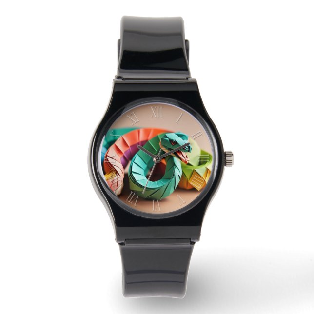 Chinese New Year Snake Origami Zodiac Birthday WC3 Watch (Front)