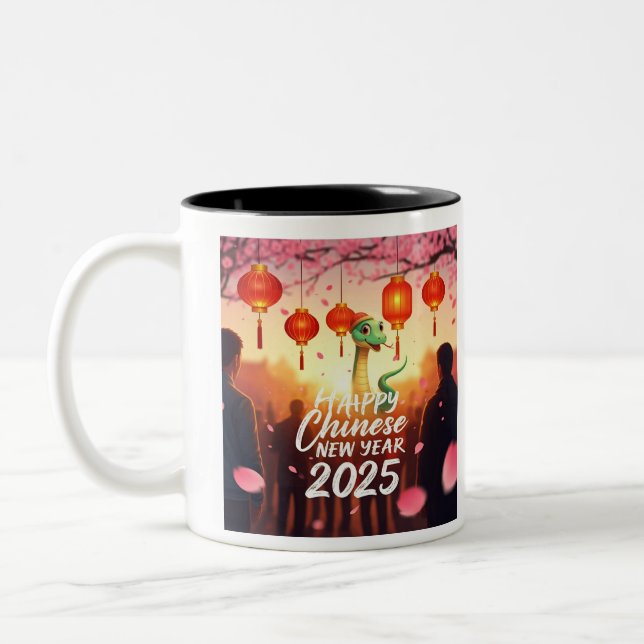 Chinese New year Snake  Two-Tone Coffee Mug (Left)