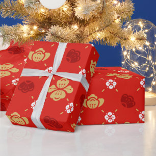 Chinese New Year Traditional Floral Pattern Red Wrapping Paper