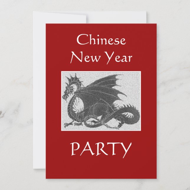 Chinese New Year-Year of Dragon Party Invitation (Front)
