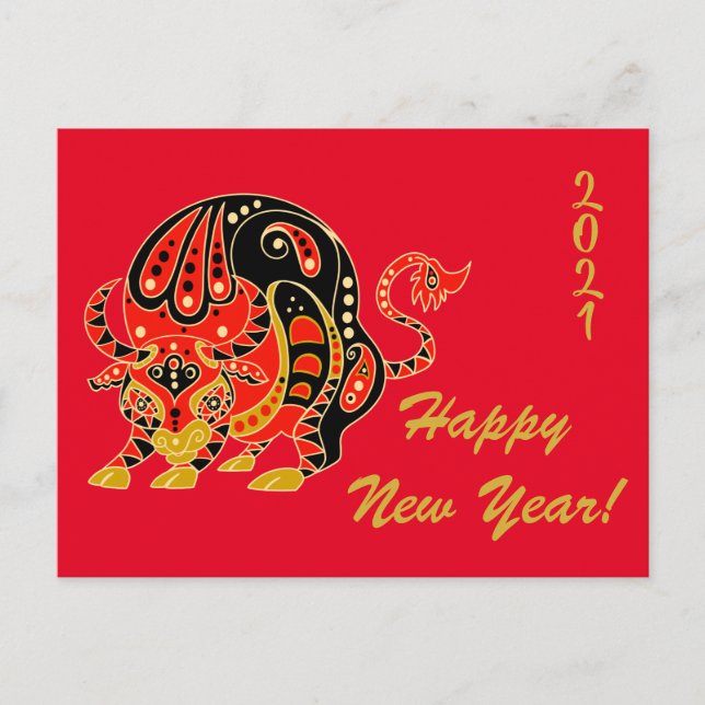 Chinese New Year, Year of the Ox Postcard (Front)