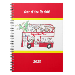 Chinese New Year, Year of the Rabbit London Bus Notebook