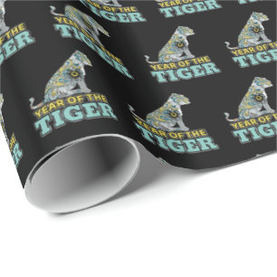 Chinese New Year - Zodiac White Tiger Wrapping Paper