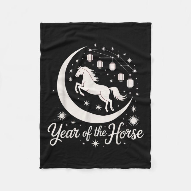Chinese New Years 2026 Horse Lantern Lunar Decorat Fleece Blanket (Front)