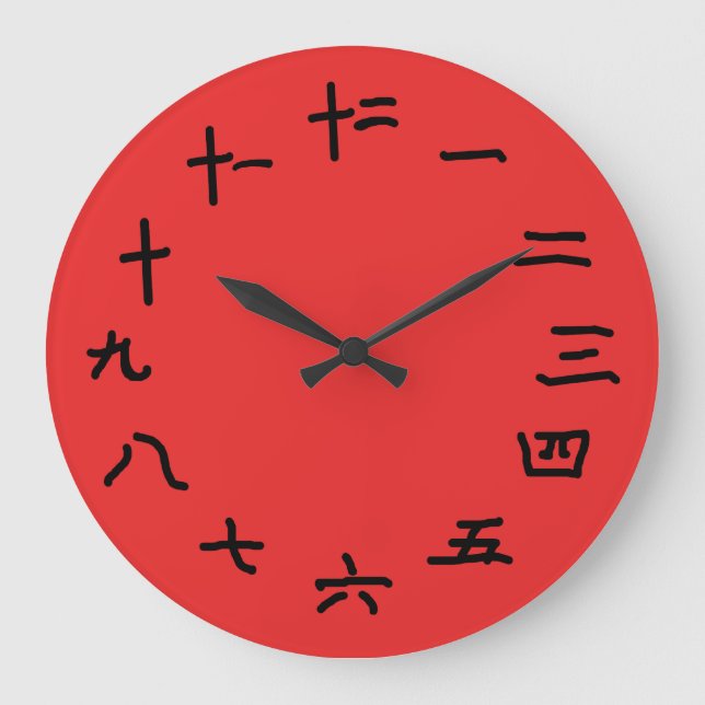 Chinese Numbers on Red Wall Clock (Front)