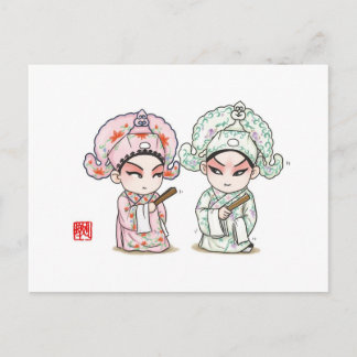 Chinese Opera Character Postcard - Liang and Zhu