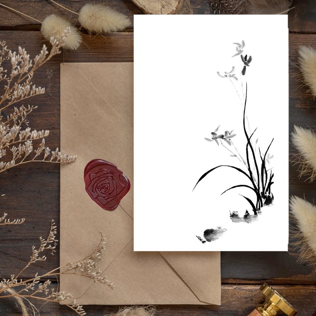 Chinese Orchid - bw Postcard (Creator Uploaded)