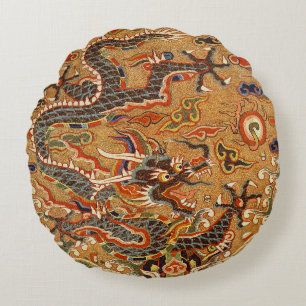 Chinese Oriental Dragon Round Cushion