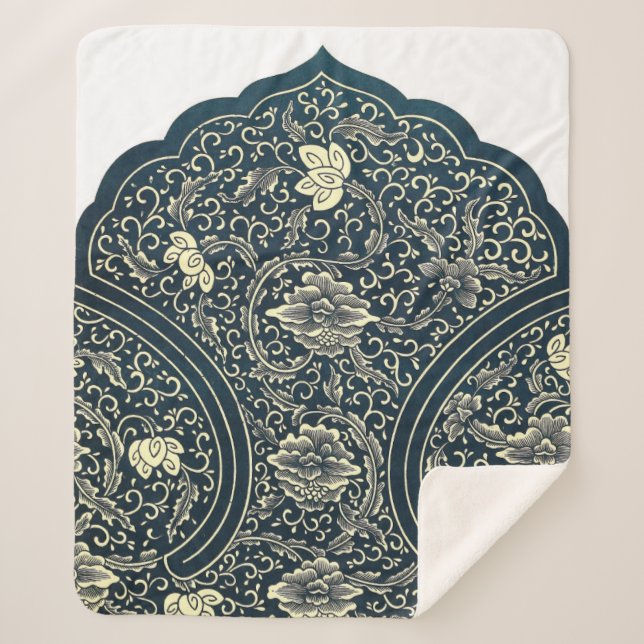 Chinese Ornament Pattern Sherpa Blanket (Front)