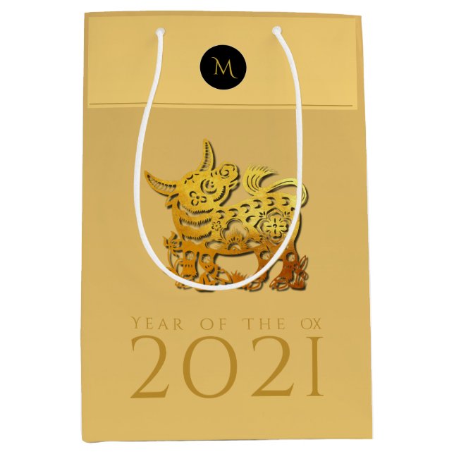 Chinese Ox Year 2021 Elegant Monogram MGB Medium Gift Bag (Front)