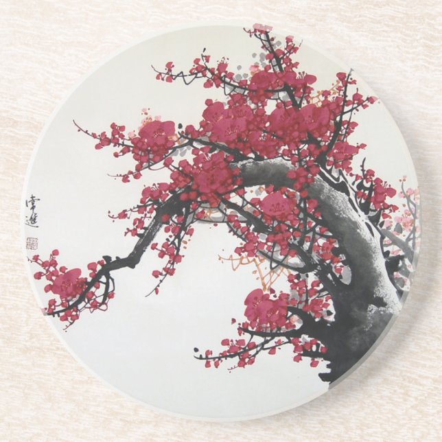 Chinese Painting - Cherry Blossom Coaster (Front)