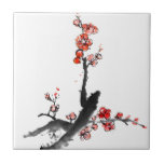 Chinese painting of flowers, plum blossom ceramic tile<br><div class="desc">Chinese painting of flowers,  plum blossom,  on white background.</div>
