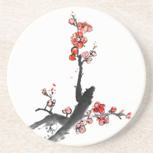 Chinese painting of flowers, plum blossom coaster