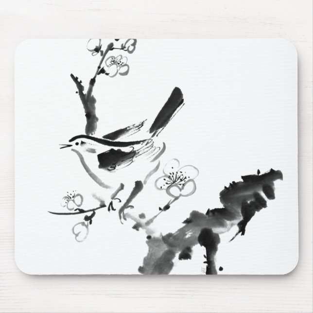 Chinese painting , plum blossom and bird mouse pad (Front)