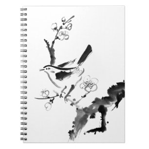 Chinese painting , plum blossom and bird notebook